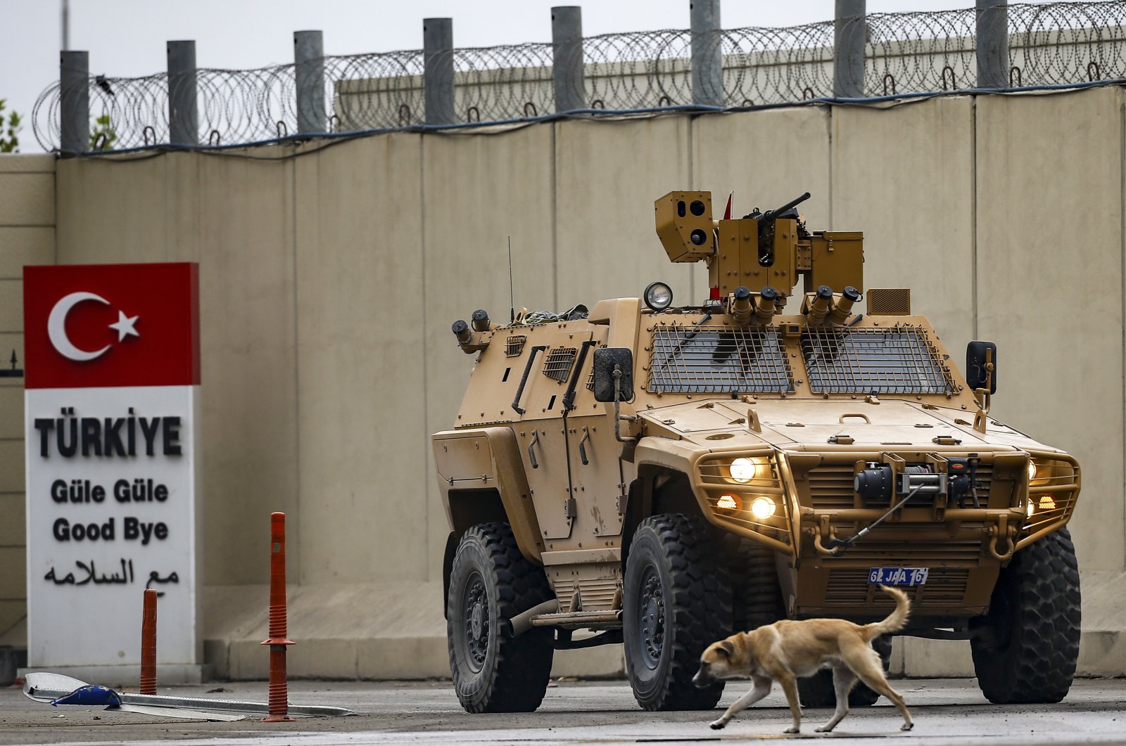 A Turkish police armored vehicle is driven at the Karkamış border gate at Gaziantep province, southeastern Turkey, Wednesday, Oct. 16, 2019. (AP File Photo)