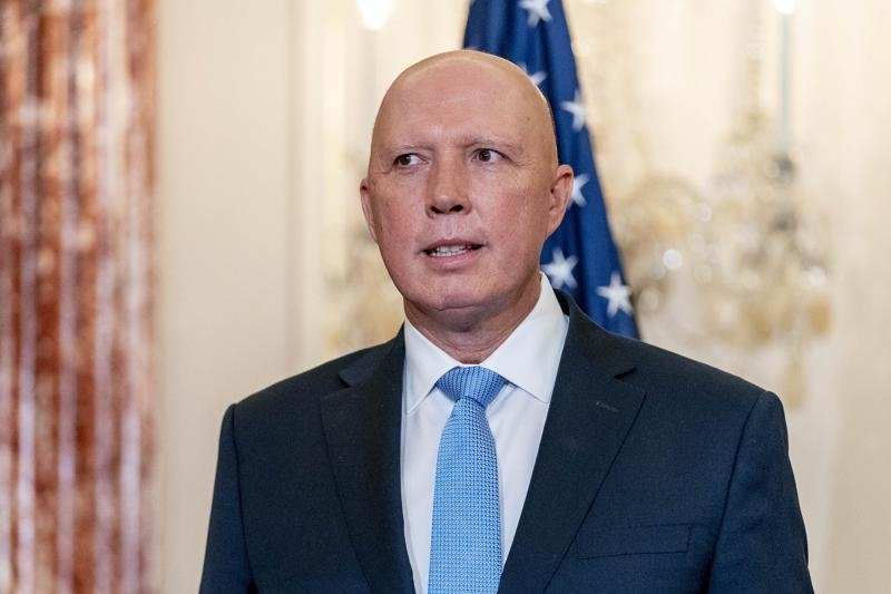 Australian Defense Minister Peter Dutton poses for a group photograph with Australian Foreign Minister Marise Payne, Secretary of State Antony Blinken, and Defense Secretary Lloyd Austin at the State Department in Washington, U.S., Sept. 16, 2021. (AP Photo)