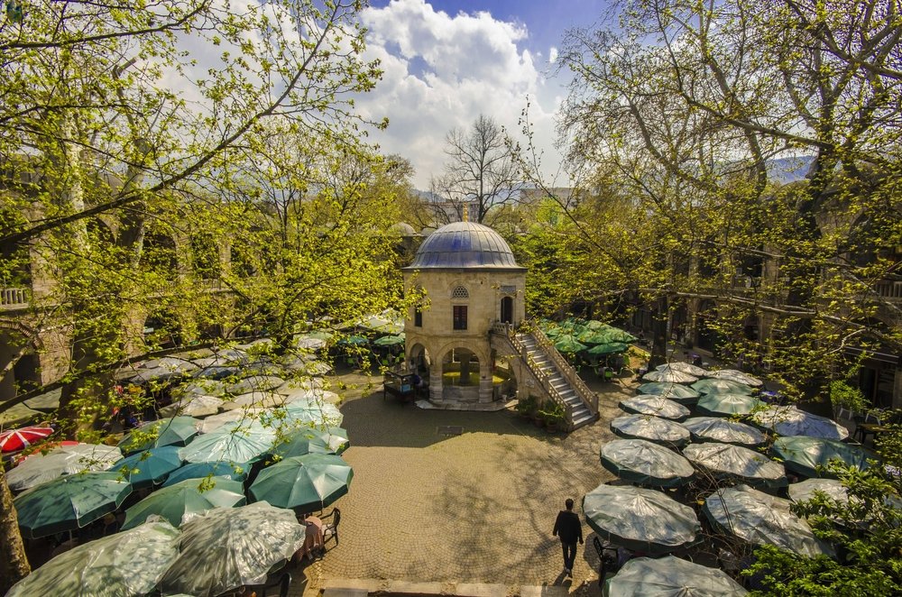 The courtyard of Koza Han, Bursa, Turkey. (Shutterstock Photo)