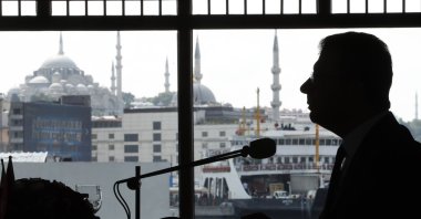 Istanbul Mayor Ekrem Imamoğlu talks to members of foreign media a day after he took office, in Istanbul, Turkey, June 28, 2019. (AP Photo)