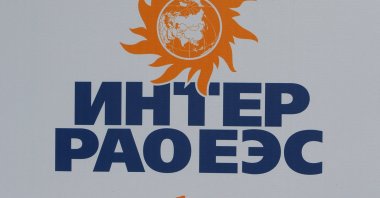 The logo of Russian energy company Inter RAO UES is seen on a board at the St. Petersburg International Economic Forum 2017 (SPIEF 2017), St. Petersburg, Russia, June 1, 2017. (Reuters Photo)