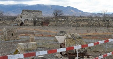 A view of Aghdam during an Azerbaijan government bus tour of the liberated lands, Karabakh, Azerbaijan, March 12, 2022. (AFP Photo)