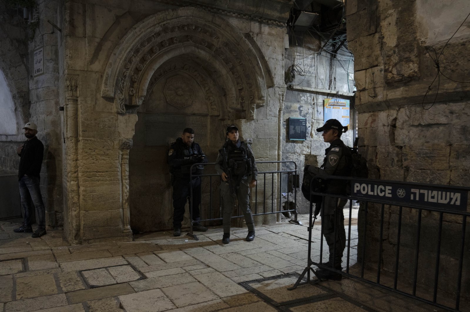 Israeli police stand guard in Jerusalem's Old City, occupied Palestine, May 11, 2022. (AP Photo)