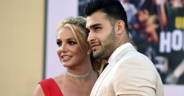 Britney Spears and Sam Asghari arrive at the Los Angeles premiere of "Once Upon a Time in Hollywood," at the TCL Chinese Theatre, Los Angeles, U.S., July 22, 2019. (AP Photo)