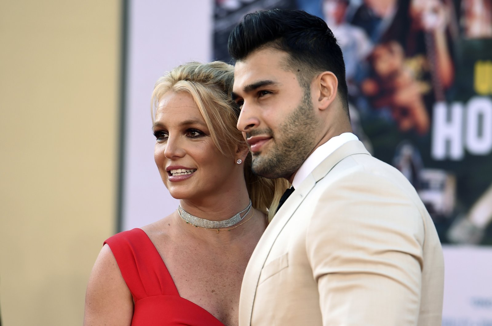 Britney Spears and Sam Asghari arrive at the Los Angeles premiere of &quot;Once Upon a Time in Hollywood,&quot; at the TCL Chinese Theatre, Los Angeles, U.S., July 22, 2019. (AP Photo)