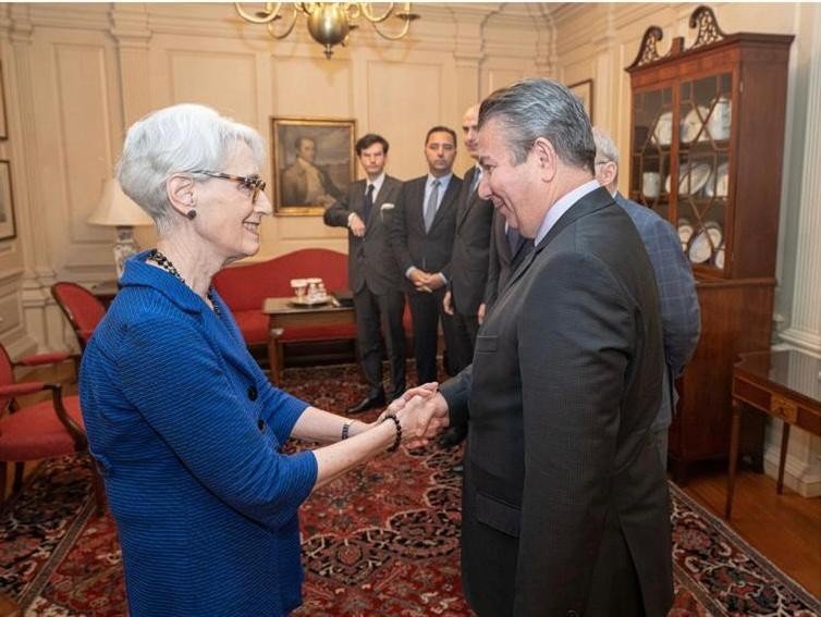 Turkish Deputy Foreign Minister Sedat Önal (R) and U.S. Deputy Secretary of State Wendy Sherman meet in Washington, U.S., May 16, 2022. (İHA Photo)