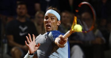 Spain's Rafael Nadal in action against Canada's Denis Shapovalov in the Italian Open, Rome, Italy, May 12, 2022. (Reuters Photo)