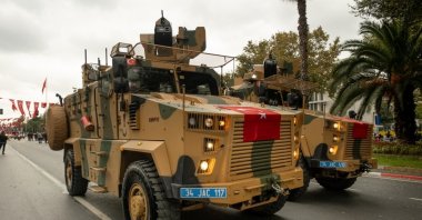 BMC-made Kirpi2 armored vehicles of Turkey's special operations gendarmerie teams participate in a parade on Republic Day, Istanbul, Turkey, Oct. 29, 2021. (Shutterstock Photo)