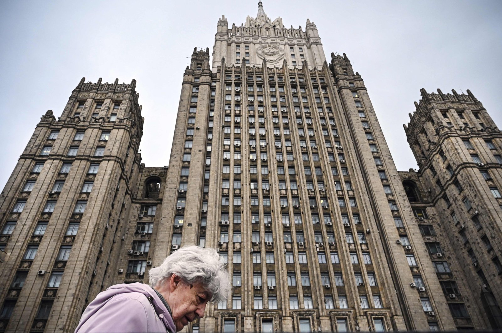 A woman walks past the Russian Foreign Ministry in central Moscow, Russia, May 17, 2022. (AFP Photo)