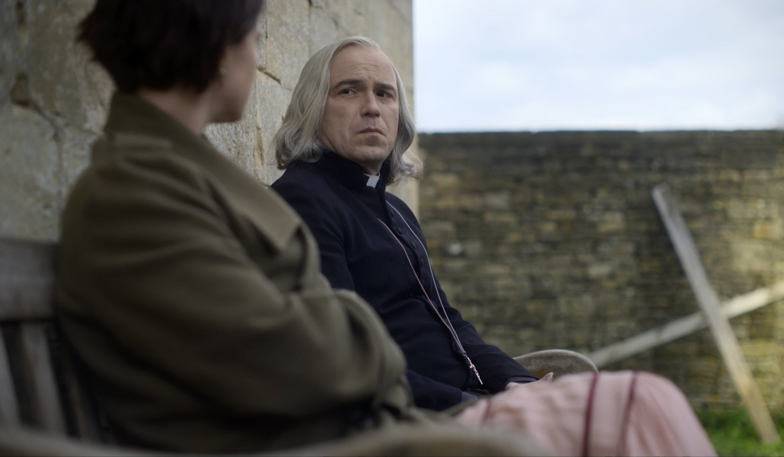 This image posted by A24 shows Jessie Buckley (L) and Rory Kinnear in a scene from 