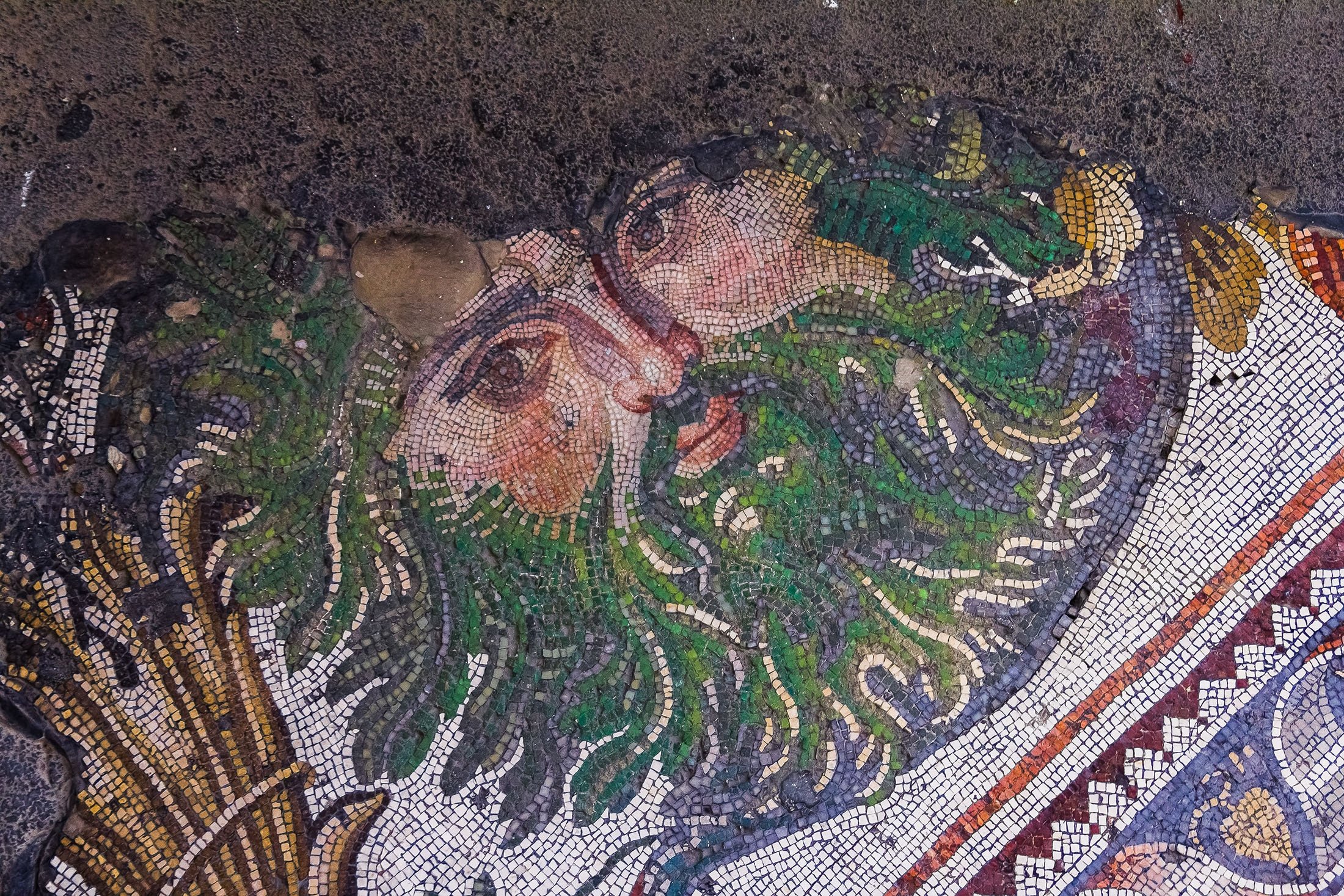 30 Nisan 2013 tarihinde İstanbul'daki Büyük Saray Mozaik Müzesi'ndeki antik bir Bizans mozaiği.  (Shutterstock fotoğrafı)