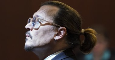 Actor Johnny Depp looks on during the defamation trial against ex-wife Amber Heard at the Fairfax County Circuit Courthouse in Fairfax, Virginia, U.S., May 18, 2022. (EPA Photo)