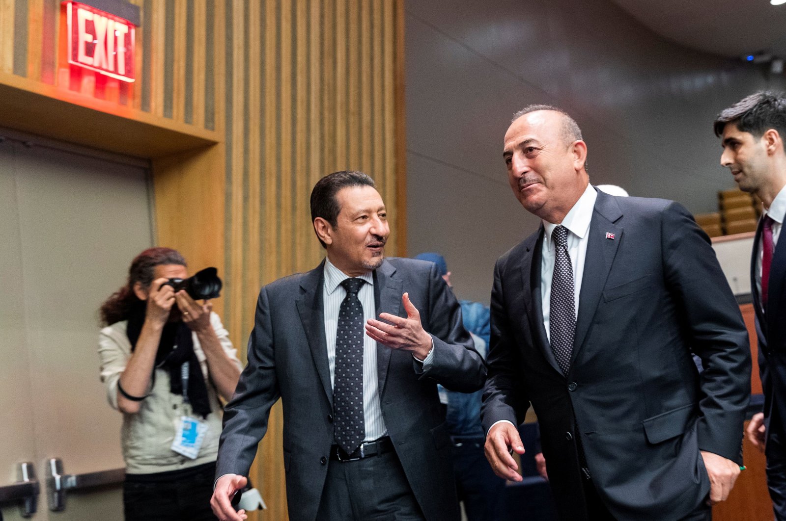 Foreign Minister Mevlüt Çavuşoğlu exits the room after speaking during a "Global Food Security Call to Action" meeting of foreign ministers at United Nations headquarters in New York, U.S., May 18, 2022. (Reuters Photo)