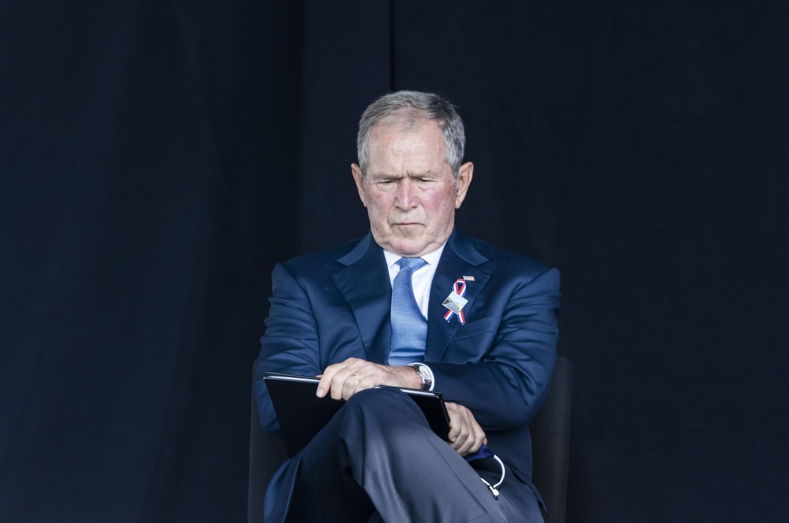 On the 20th anniversary of 9/11, former U.S. President George Bush waits to speak at the Flight 93 National Memorial in Shanksville, Pennsylvania,  Sept. 11, 2021. (EPA File Photo)