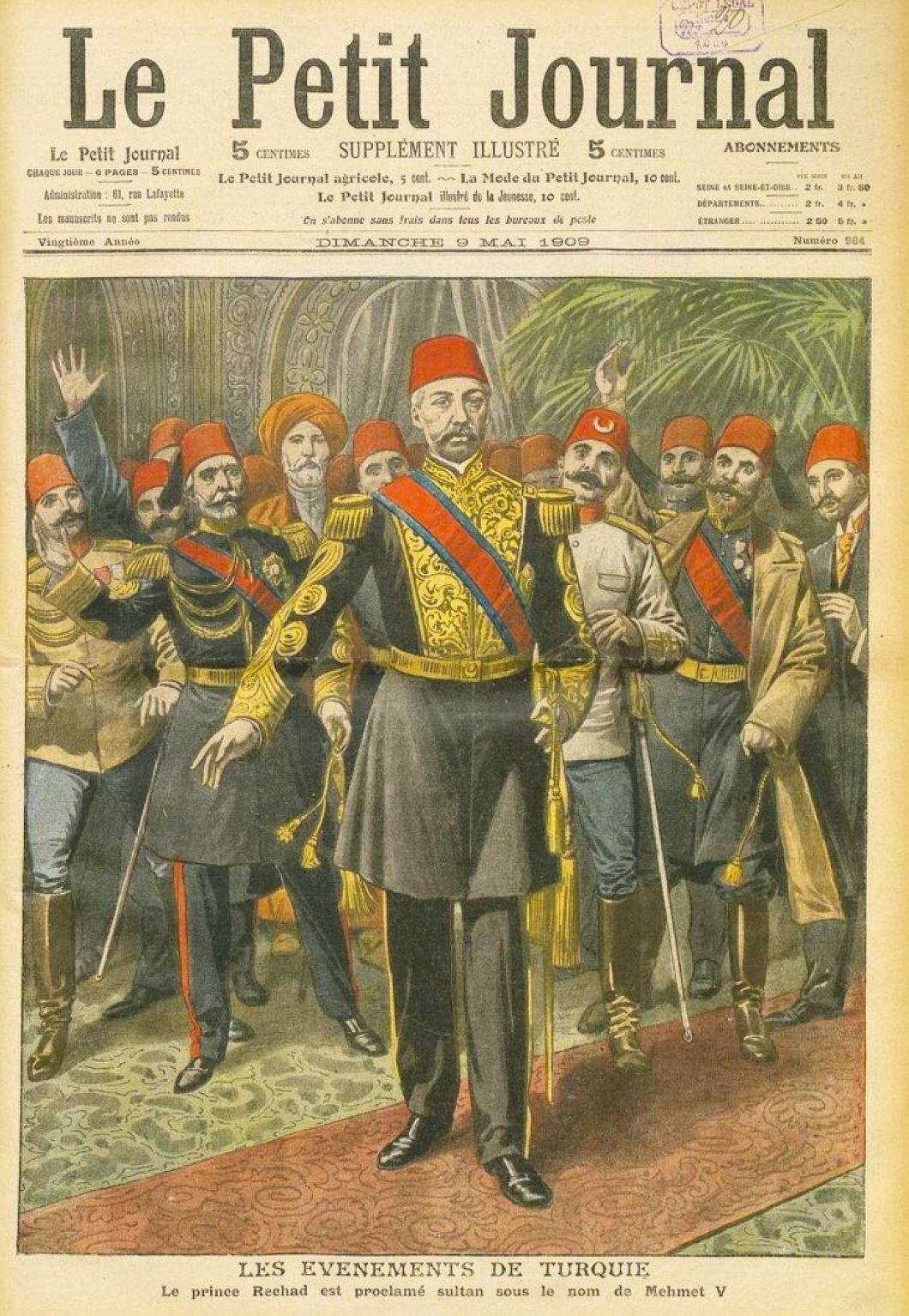 Le Petit Journal's coverage on Mehmed V's proclamation as the sultan. (Wikimedia) 