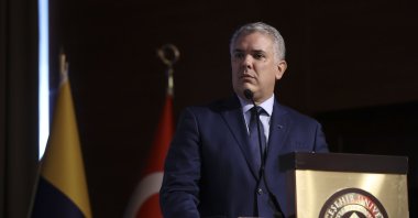 Colombia&#039;s President Ivan Duque speaks at Bahçeşehir University in Istanbul, Turkey, May 20, 2022. (AA)