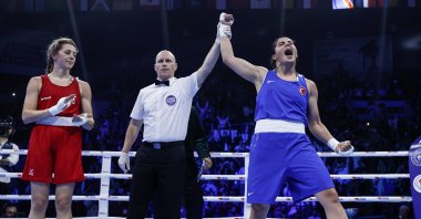 Turkish Olympic champion boxer Busenaz Sürmeneli won the gold medal in the final of the 63-66 kilogram category, Istanbul, Turkey, May 20, 2022. (AA Photo)