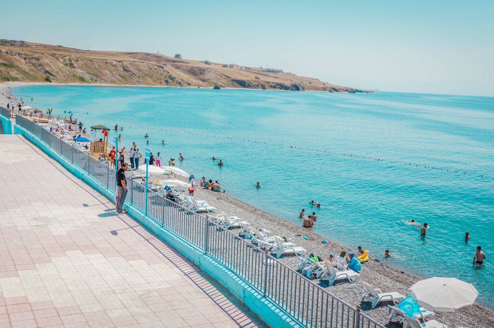 A view of Mollakasım, a Blue Flag beach, in Van, eastern Turkey, July 18, 2018. (PHOTO BY HATİCE ÇINAR)