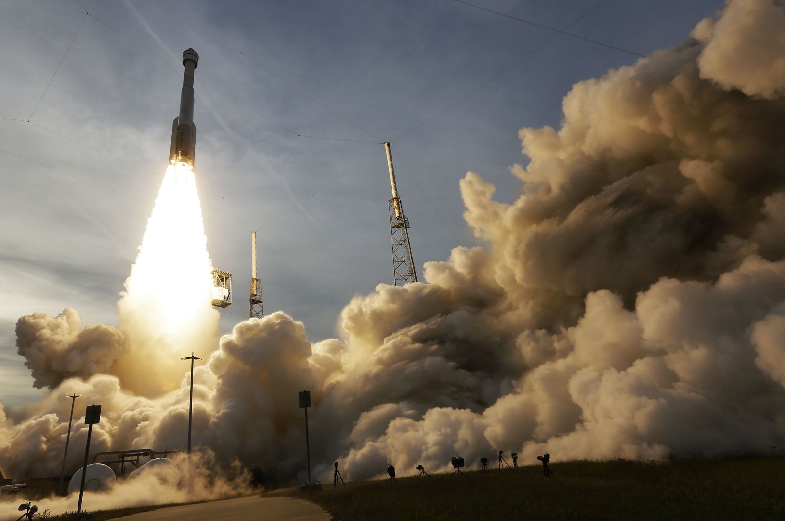 A United Launch Alliance Atlas V rocket carrying the Boeing Starliner crew capsule lifts off on a second test flight to the International Space Station from Space Launch Complex 41 at Cape Canaveral Space Force station in Cape Canaveral, Florida, U.S., May 19, 2022. (AP Photo)