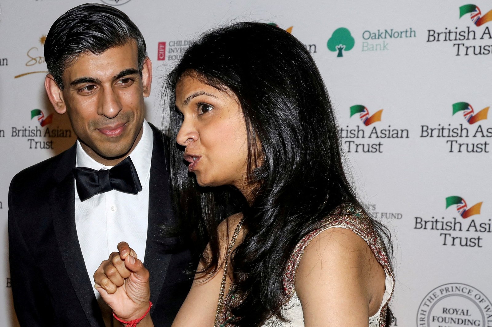 British Chancellor of the Exchequer Rishi Sunak and his wife Akshata Murthy attend a reception to celebrate the British Asian Trust, at The British Museum, in London, Britain, Feb. 9, 2022. (Reuters Photo)
