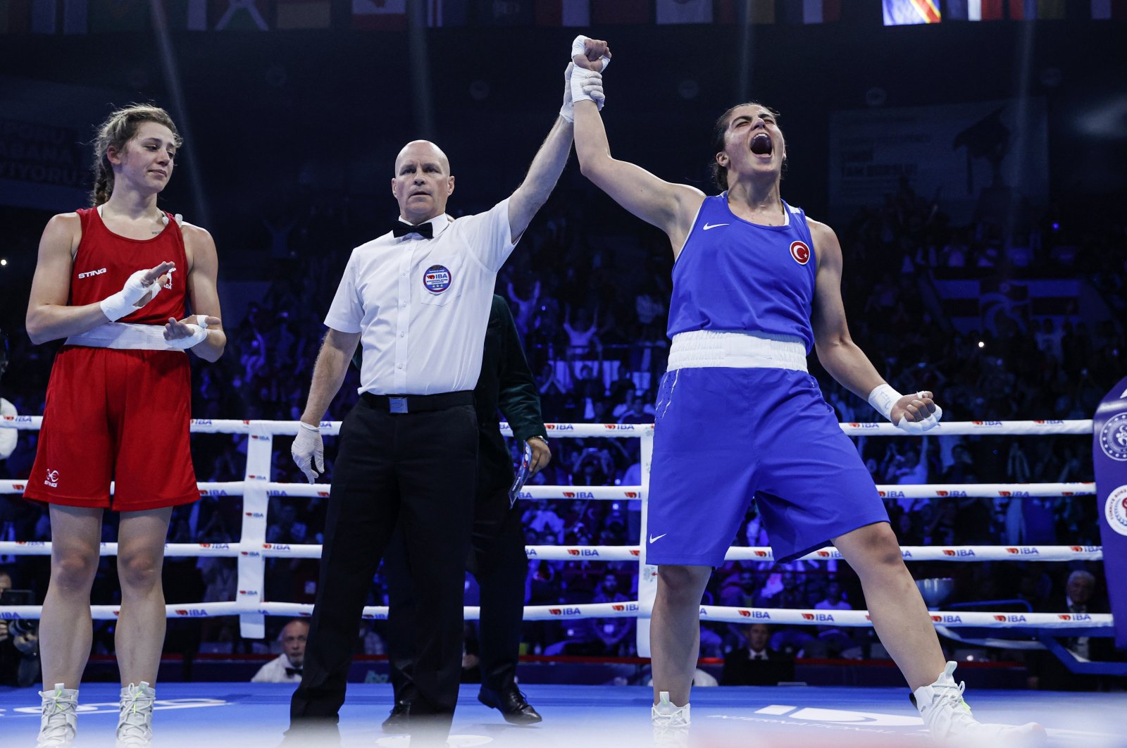 Turkish Olympic champion boxer Busenaz Sürmeneli won the gold medal in the final of the 63-66 kilogram category, Istanbul, Turkey, May 20, 2022. (AA Photo)