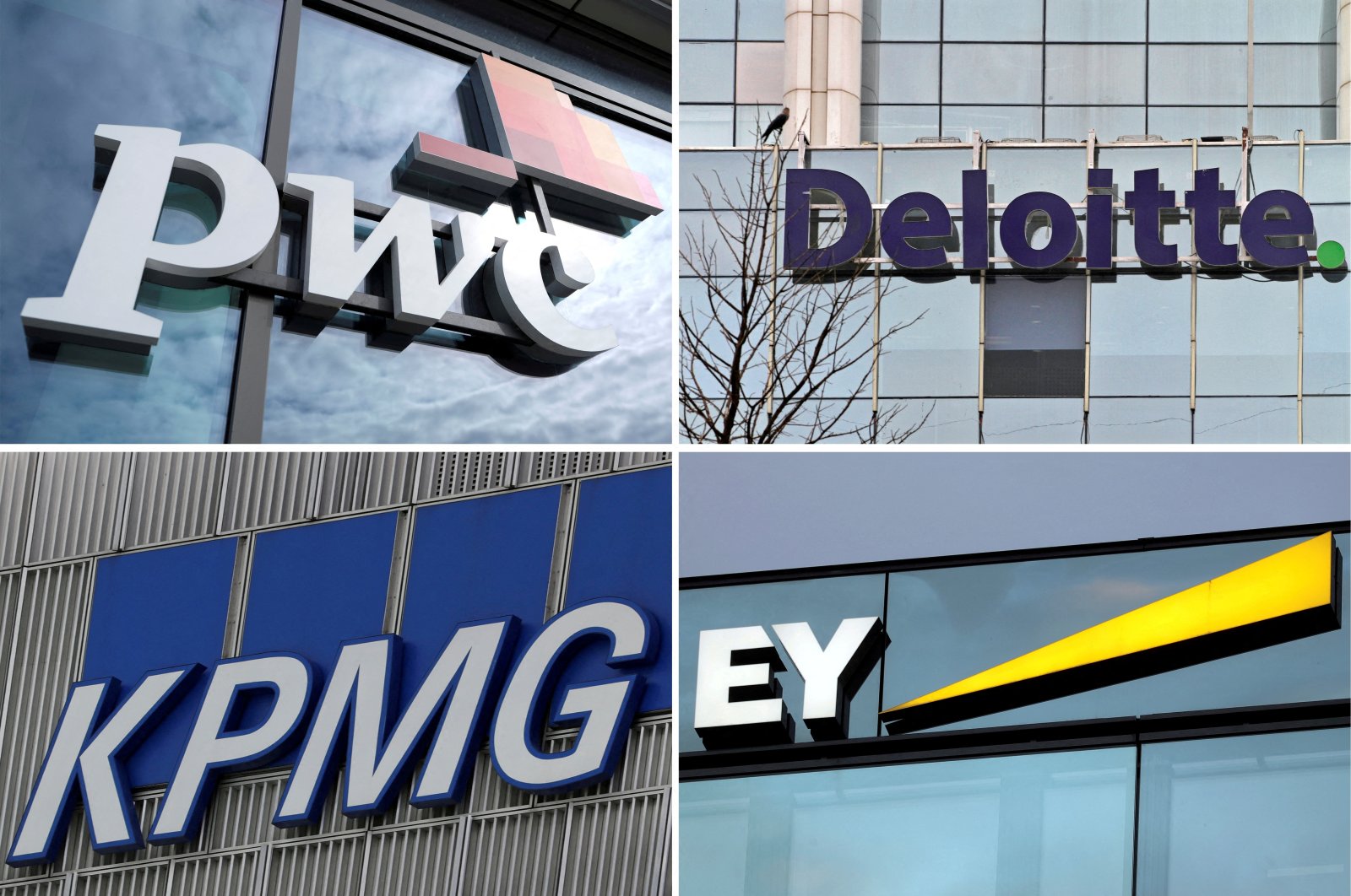 A combination of file pictures shows logos of accounting firms PwC, Deloitte, KPMG and EY. (Reuters Photo)