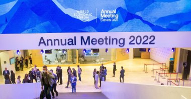 People visit the congress center, the venue of the World Economic Forum 2022 (WEF), in the Alpine resort of Davos, Switzerland, May 21, 2022. (Reuters Photo)