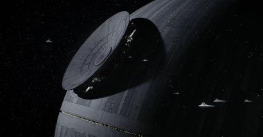 A close up of the "Star Wars" Death star originally designed by Colin Cantwell. Cantwell died on May 22, 2022, at the age of 90. (Alamy via Reuters)