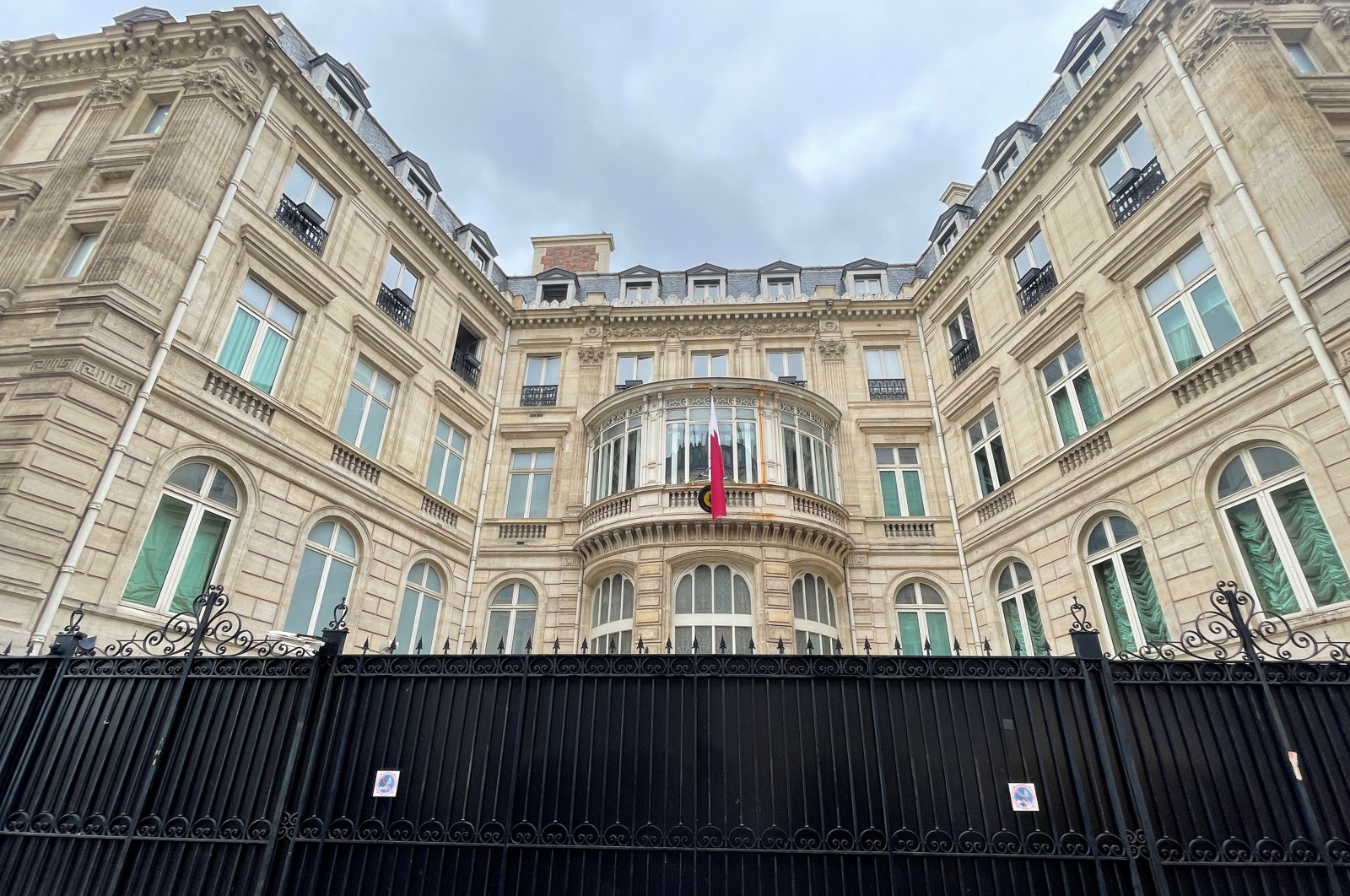 General view of the Qatar Embassy after a security guard was killed in Paris, France, May 23, 2022. (Reuters Photo)