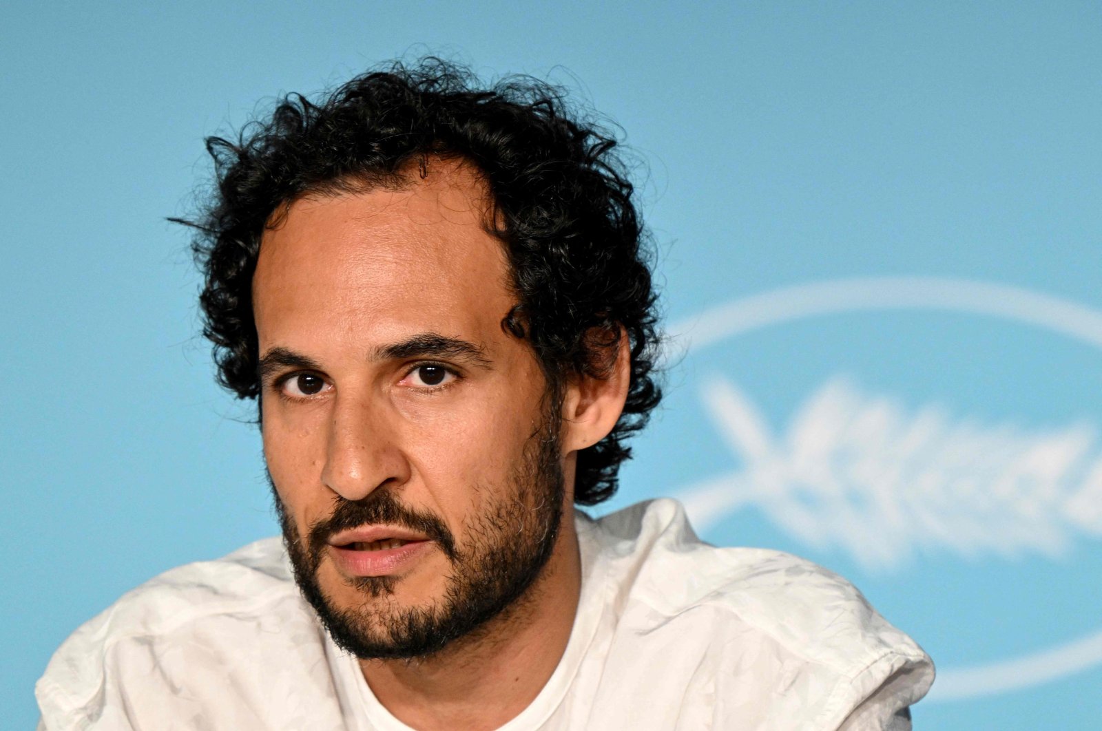 Iranian-Danish director Ali Abbasi speaks during a press conference for the film "Holy Spider" at the 75th edition of the Cannes Film Festival in Cannes, southern France, May 23, 2022. (AFP Photo)