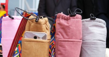 A view of bags made out of masks, in Izmir, western Turkey, May 24, 2022. (DHA PHOTO) 