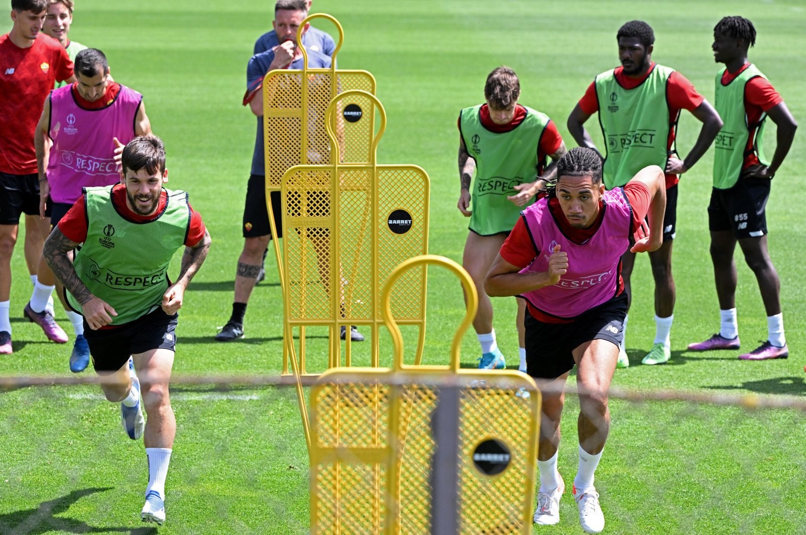 AS Roma players train ahead of the Europa Conference League final, Rome, Italy, May 24, 2022. (Reuters Photo)