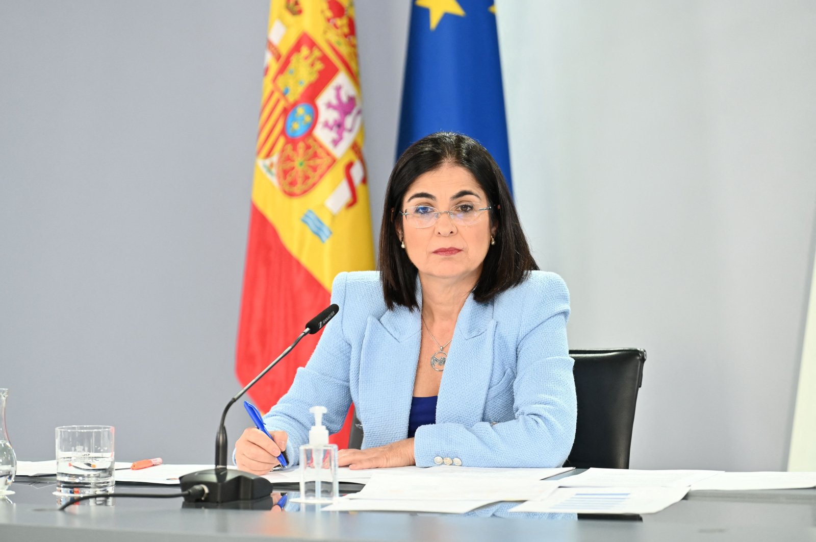 In this handout photograph released by the Spanish Prime Minister&#039;s press office, La Moncloa, Spain&#039;s Minister of Health Carolina Darias attends a press conference in Madrid, Spain, May 25, 2022. (AFP Photo)