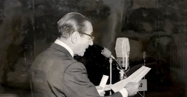 An undated photo shows Adnan Menderes making a statement during a trial after the coup, in Istanbul, Turkey. (AA PHOTO) 