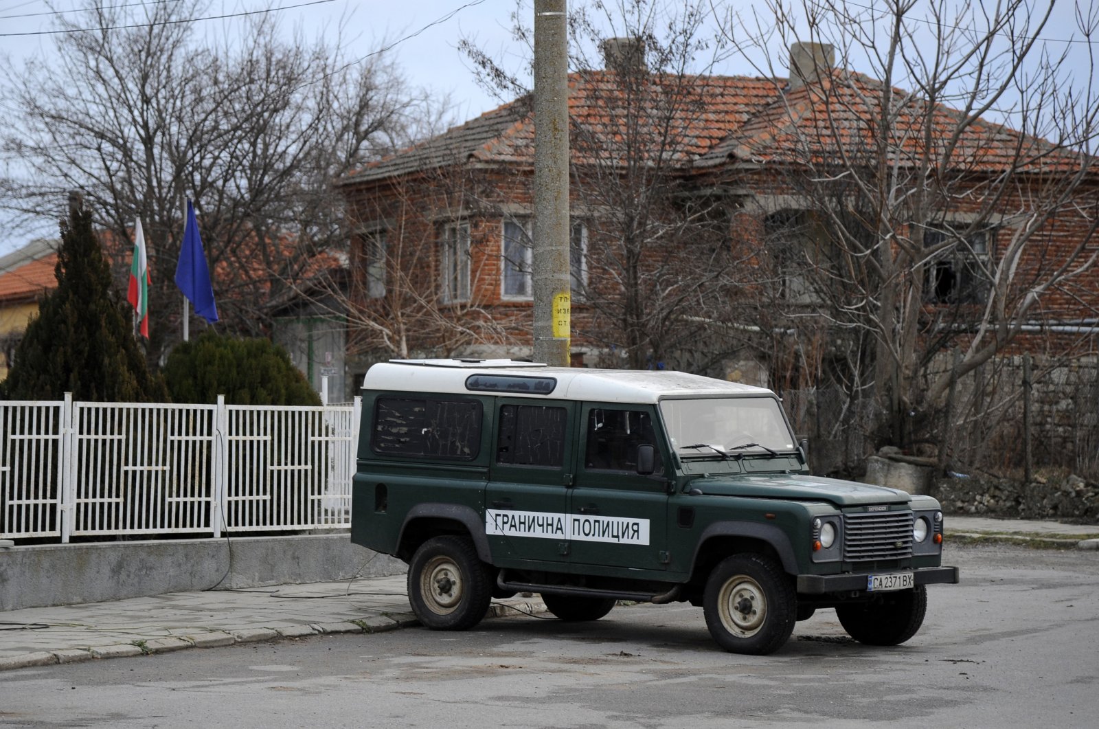 Border police vehicle is seen in the village of Shtit in Bulgaria, near the border with Turkey, Feb. 29, 2020. (AP File Photo)