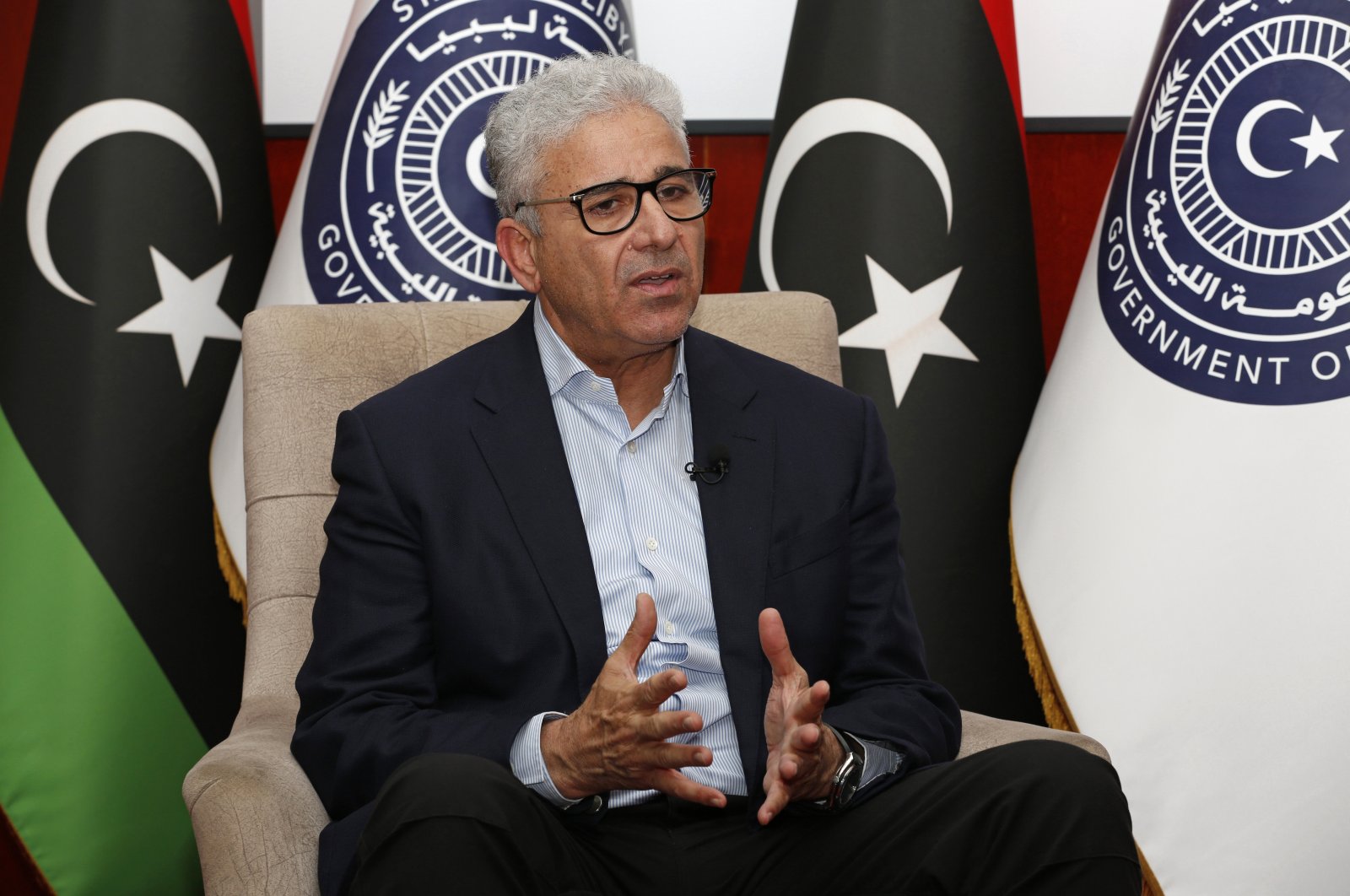 Fathi Bashagha, one of Libya’s rival prime ministers, gives an interview to The Associated Press, in Sirte, Libya, May 25, 2022. (AP Photo)