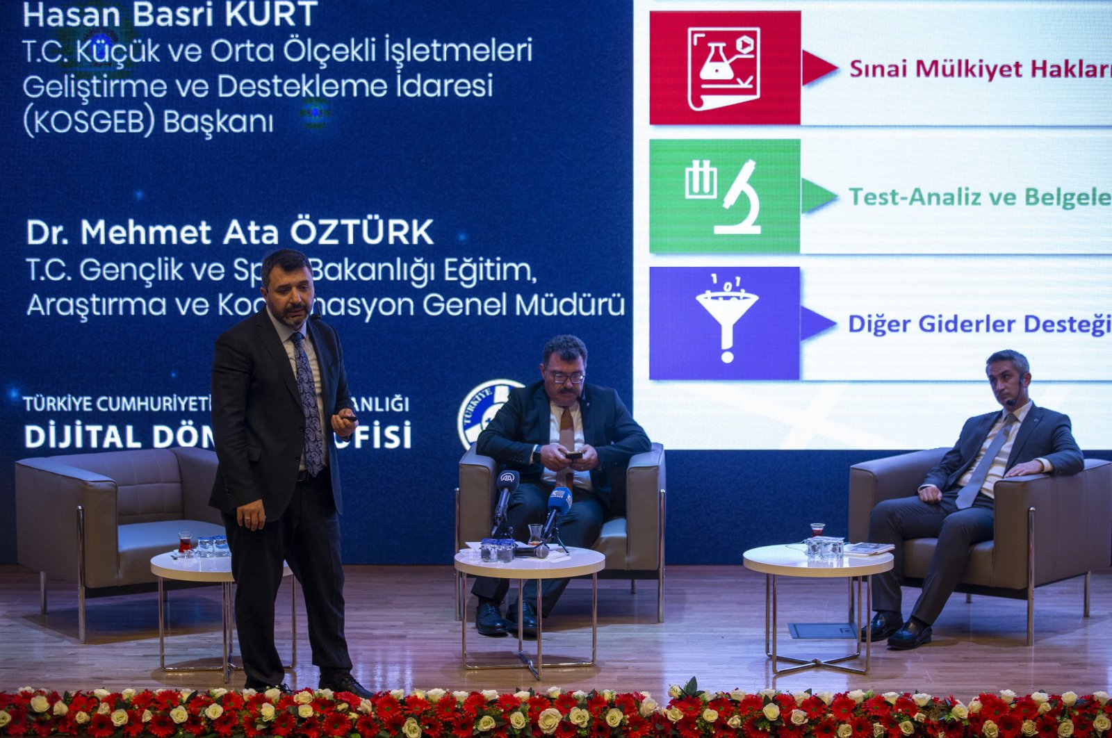 Turkey’s Small and Medium-Sized Enterprises Development Organization (KOSGEB) Chair Hasan Basri Kurt speaks during an event in Ankara, Turkey, May 16, 2022. (AA Photo)