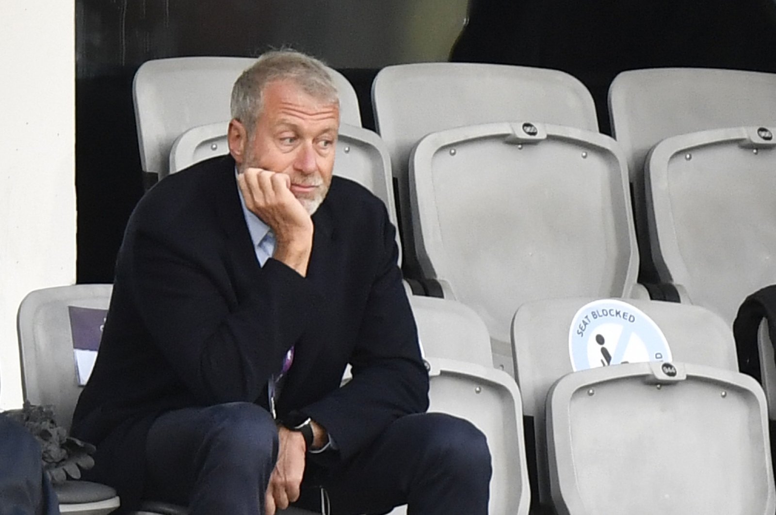 Chelsea soccer club owner Roman Abramovich attends the UEFA Women&#039;s Champions League final soccer match against FC Barcelona in Gothenburg, Sweden, May 16, 2021. (AP File Photo)