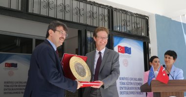Nikolaus Meyer-Landrut, head of the EU Delegation to Turkey is seen during a program at a school in Mardin province's Kızıltepe district, May 26, 2022 (AA Photo)