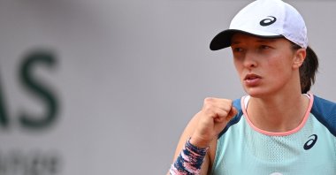 Poland&#039;s Iga Swiatek reacts after winning against U.S.&#039; Alison Riske in the French Open, Paris, France, May 26, 2022. (AFP Photo)
