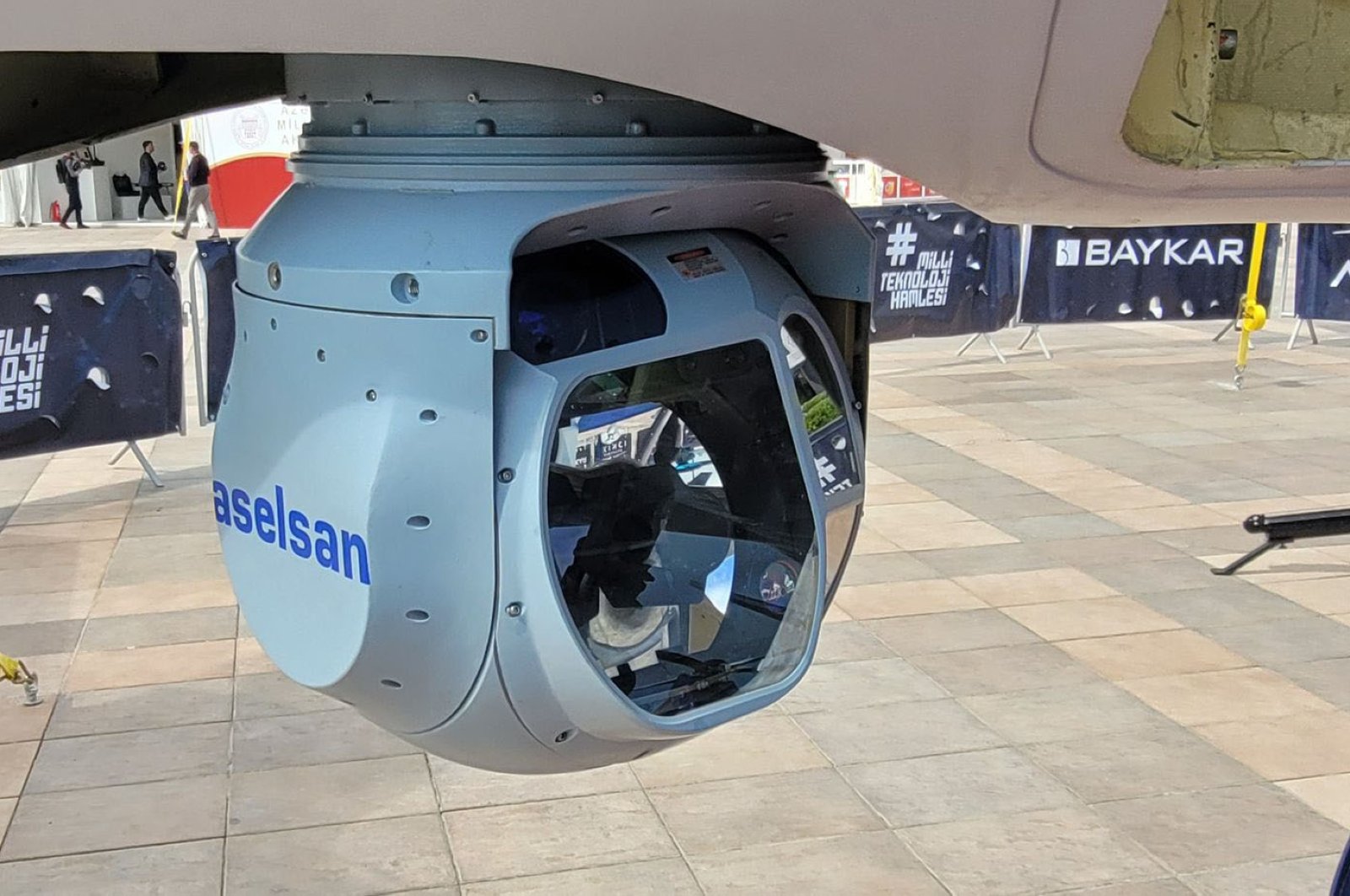 Aselsan&#039;s electro-optical reconnaissance, surveillance and targeting system is integrated into a drone in this udated photo. (DHA Photo)