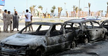 Vehicles destroyed after fighting between soldiers loyal to the head of Libya&#039;s Government of National Unity and rival forces, are seen in Tripoli, Libya, May 17, 2022. (Reuters Photo)