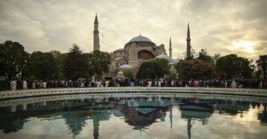 A view of the iconic-historic Hagia Sophia Grand Mosque in Istanbul, Turkey, May 2, 2022. (AP Photo)
