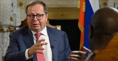 Andrei Kelin, ambassador of the Russian Federation to the U.K., appears on BBC's Sunday Morning presented by Clive Myrie in London, Britain, May 29, 2022. (Reuters Photo)