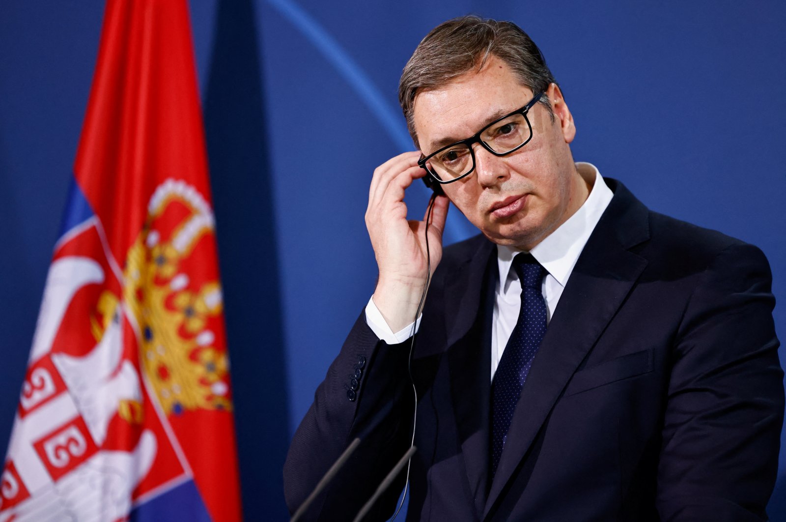 Serbian President Aleksandar Vucic attends a news conference in Berlin, Germany May 4, 2022. (Reuters Photo)