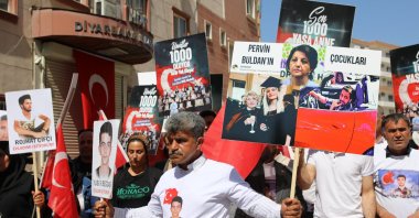 People stage a protest against the PKK terror group in Diyarbakır, southeastern Turkey, May 29, 2022. (AA)