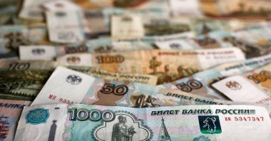 A picture illustration shows Russian ruble banknotes of various denominations on a table in Warsaw, Poland, Jan. 22, 2016. (Reuters Photo)