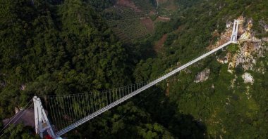 An aerial view of the Bach Long glass bridge at Moc Chau district in Son La province, Vietnam, May 28, 2022. (Reuters Photo)