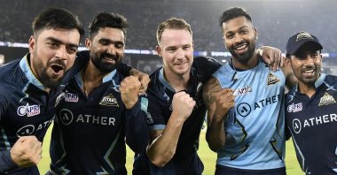 Gujarat players celebrate winning the IPL final against Rajasthan, Gujarat, India, May 30, 2022. (IPLT20 on Instagram)
