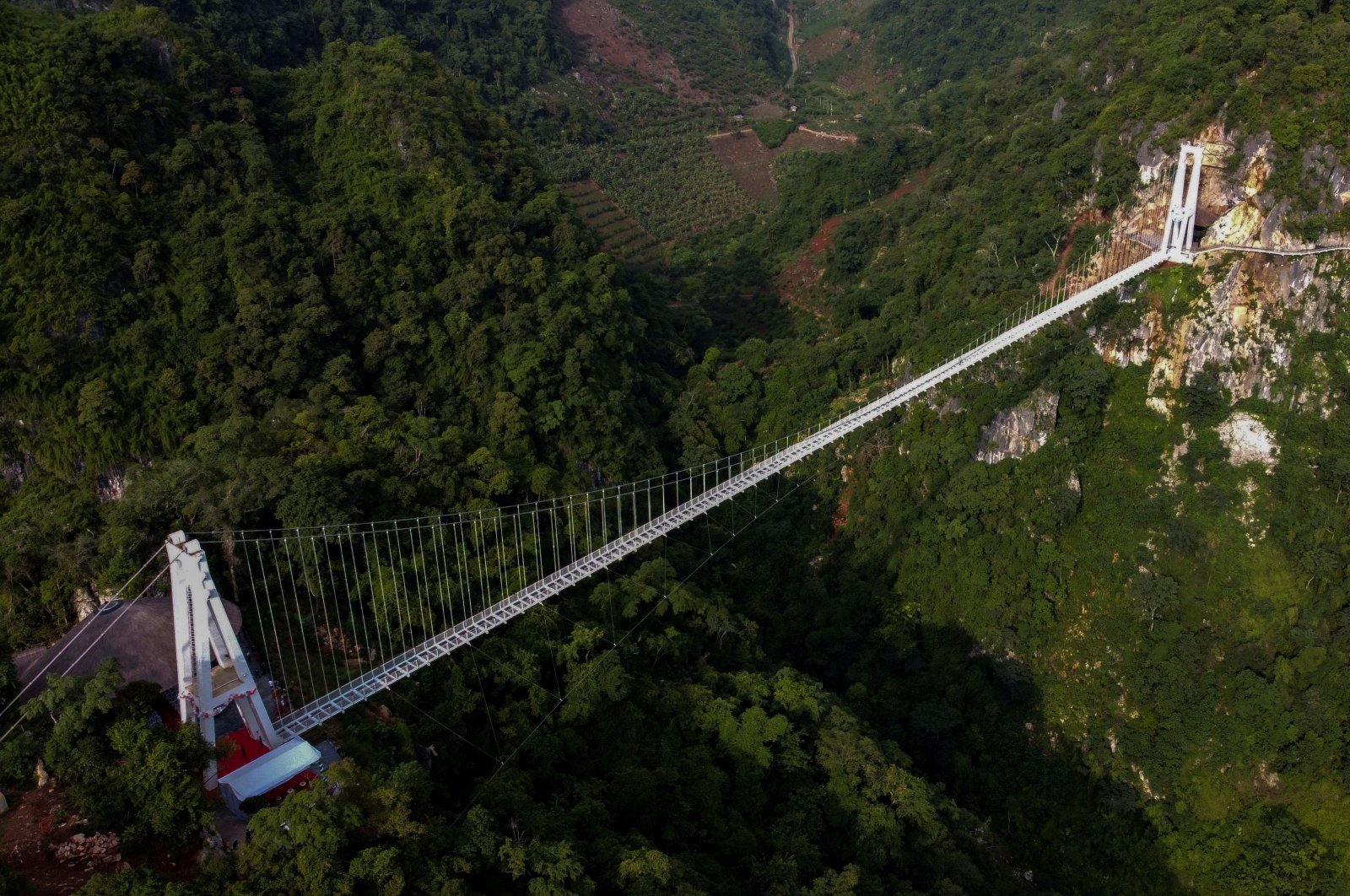 An aerial view of the Bach Long glass bridge at Moc Chau district in Son La province, Vietnam, May 28, 2022. (Reuters Photo)
